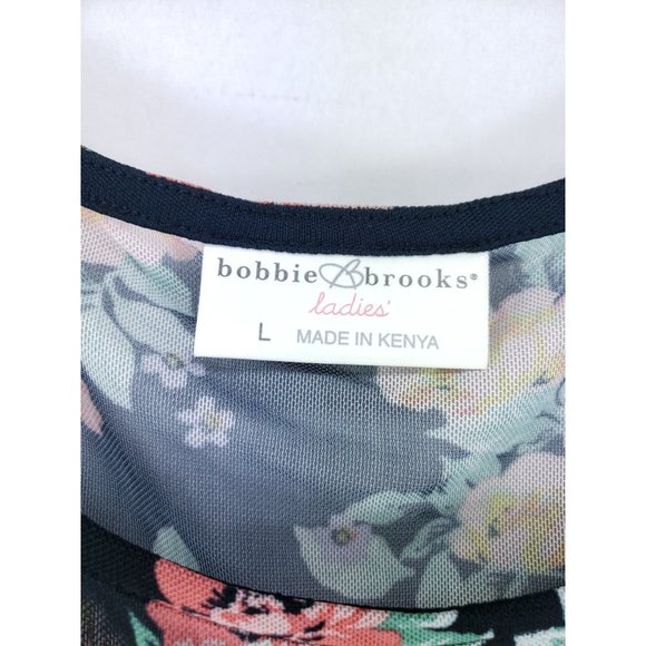 Bobbie Brooks Baby Doll Tank Top Women's Size Large Black Floral - Picture 6 of 8